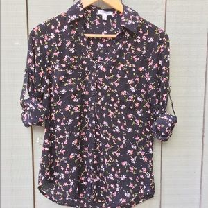Express Portofino Shirt: black/floral