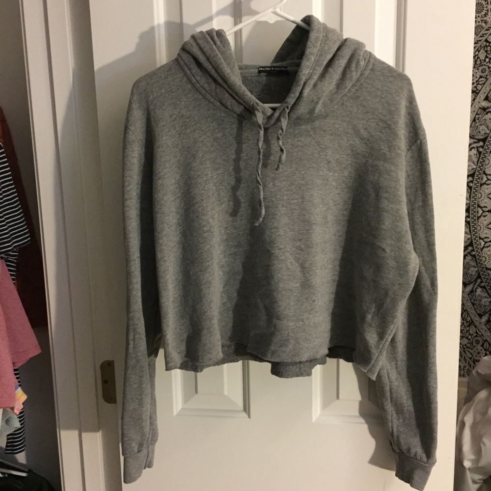 Brandy Melville cropped gray hoodie