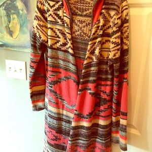 Aztec print Hooded Cardigan