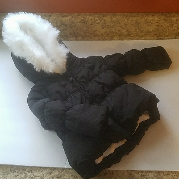 The Children's Place Other - Children's Place 12-18 month black white fur parka