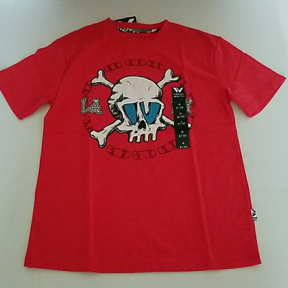 New Shaun White Red White Skull Boy Size 8 - 10 T