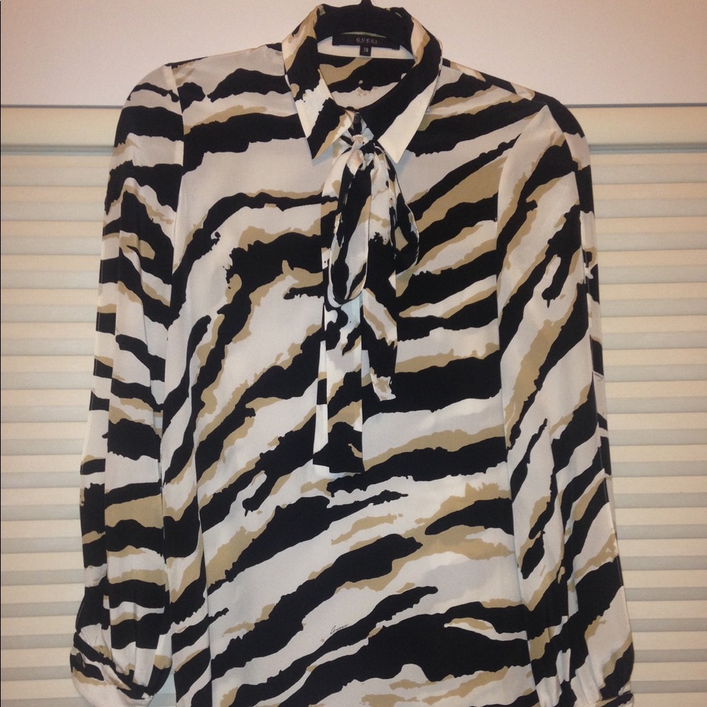 Gucci Tiger Print Crepe De Chine Shirt
