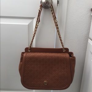 Tory Burch Womens Brown Quilted Shoulder Bag
