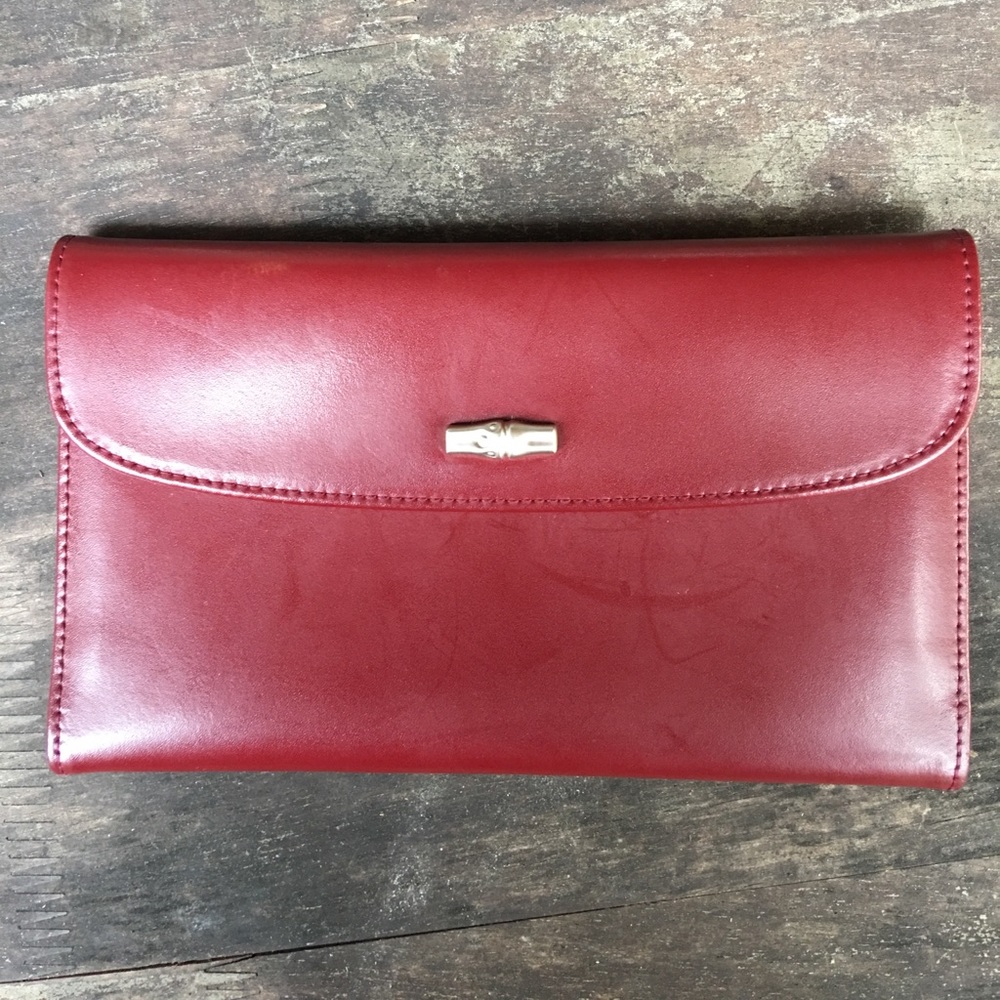 Longchamp Oxblood Calfskin Leather Wallet