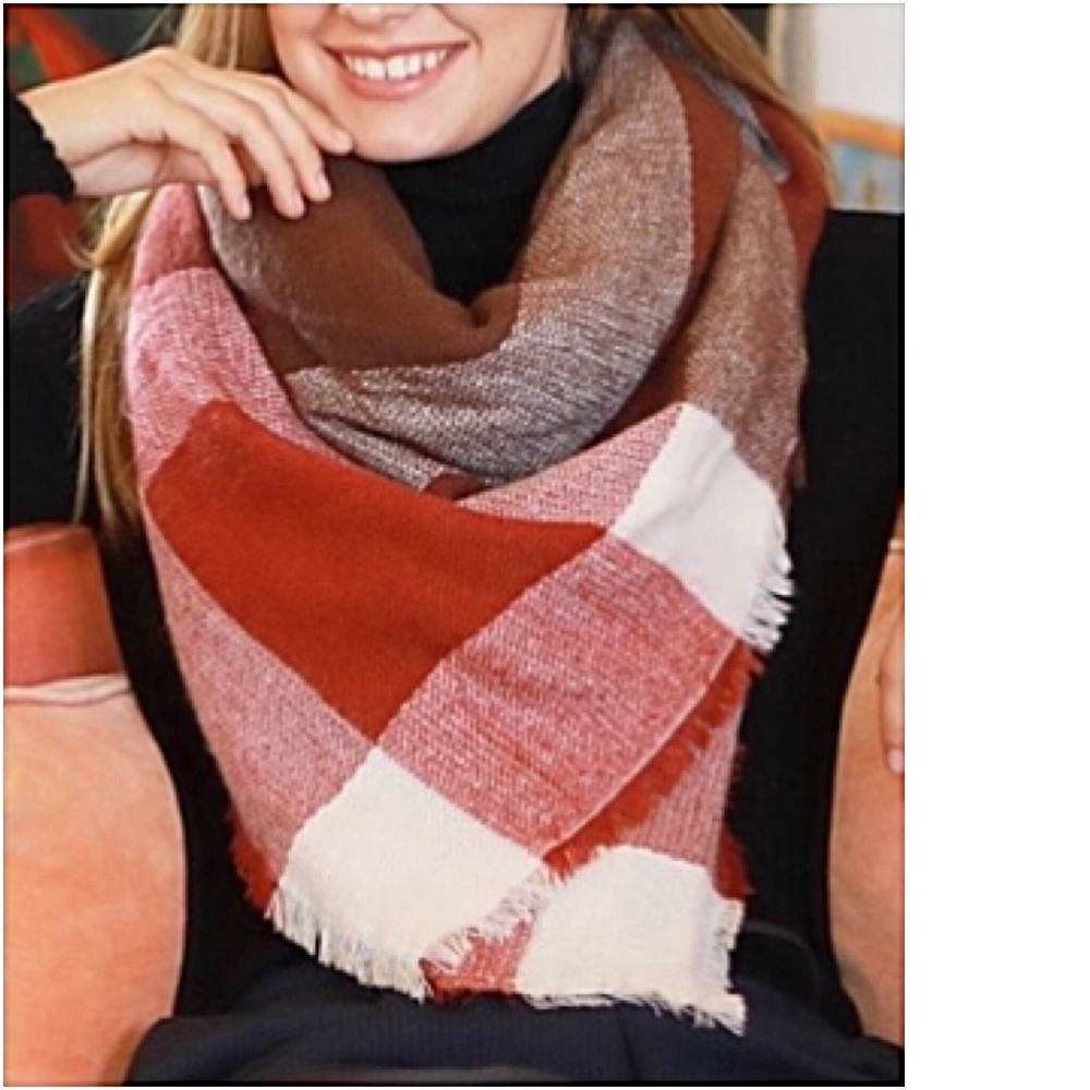 💥HOTSALE💥Marsala Plaid Colorblock Blanket Sold - Picture 8 of 8