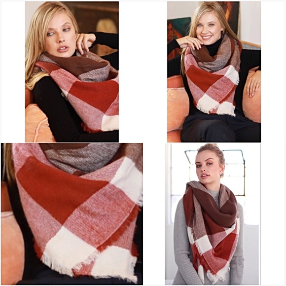💥HOTSALE💥Marsala Plaid Colorblock Blanket Sold - Picture 5 of 8