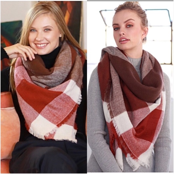 💥HOTSALE💥Marsala Plaid Colorblock Blanket Sold - Picture 2 of 8