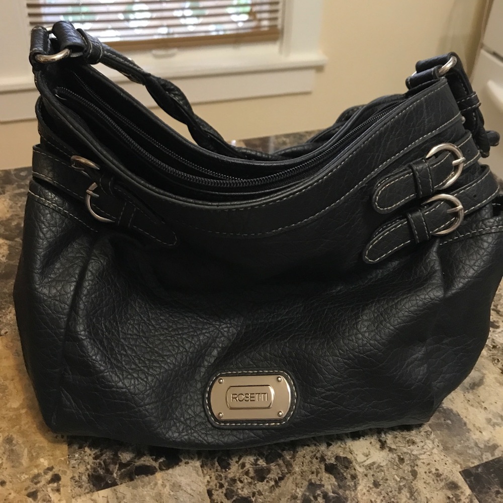 Rosetta black shoulder hobo style bag