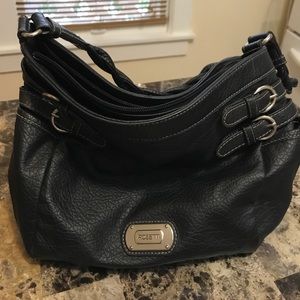 Rosetta black shoulder hobo style bag