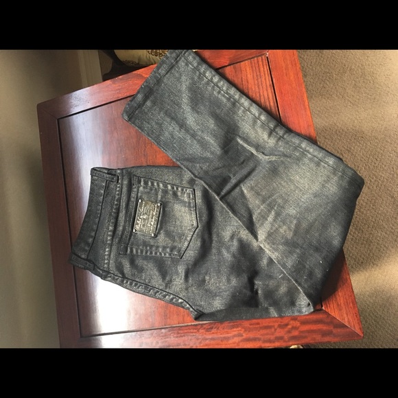 RL*BLACK LABEL Gunmetal Shimmery Crop Jeans - Picture 7 of 12