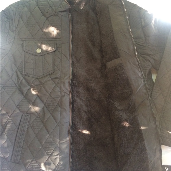 Men's fur lined diamond quilted puffer jacket Nwt - Picture 4 of 4