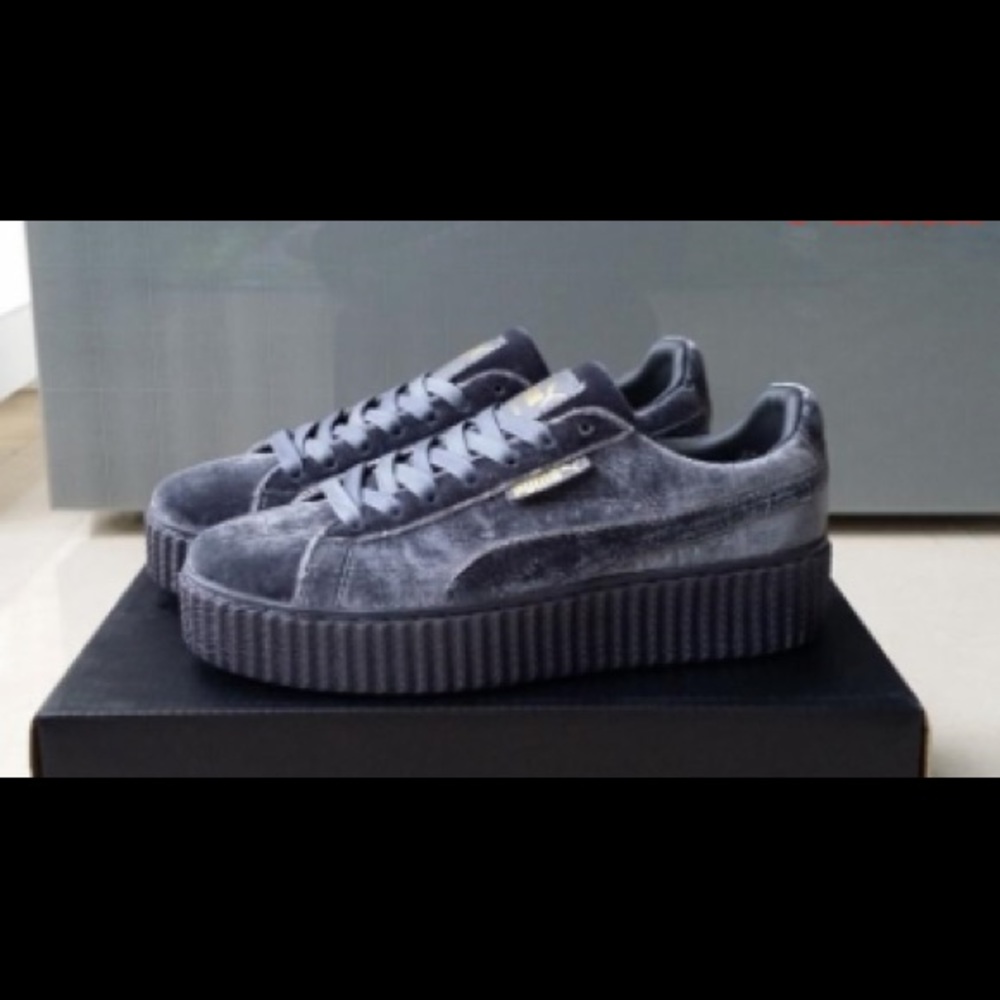 Grey velvet fenty pumas