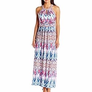London Times Ikat Printed Petite Maxi Dress