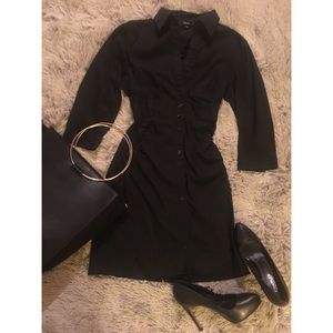 Express Long Sleeve Black Button Down Shirt Dress