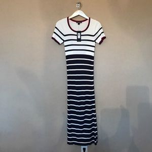 Tommy Hilfiger navy and white dress -red accents