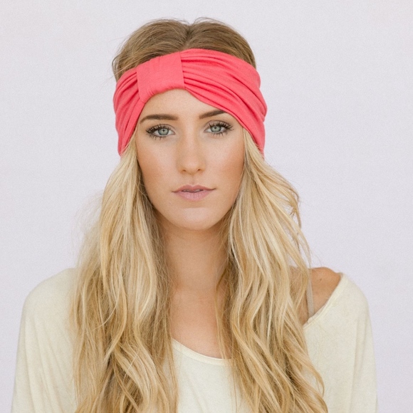 Three Bird Nest Accessories - Coral and Grey Three Birds Nest Handmade Headbands