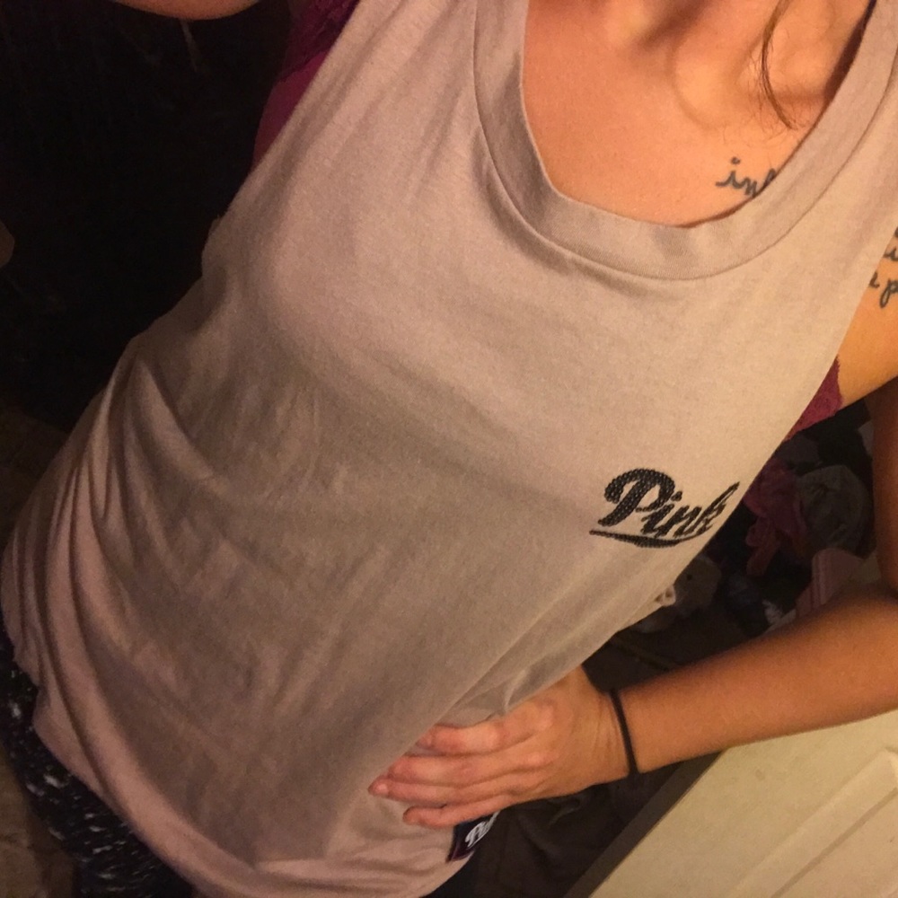 BLING BLING BLING XS V.S. PINK muscle tank NWOT