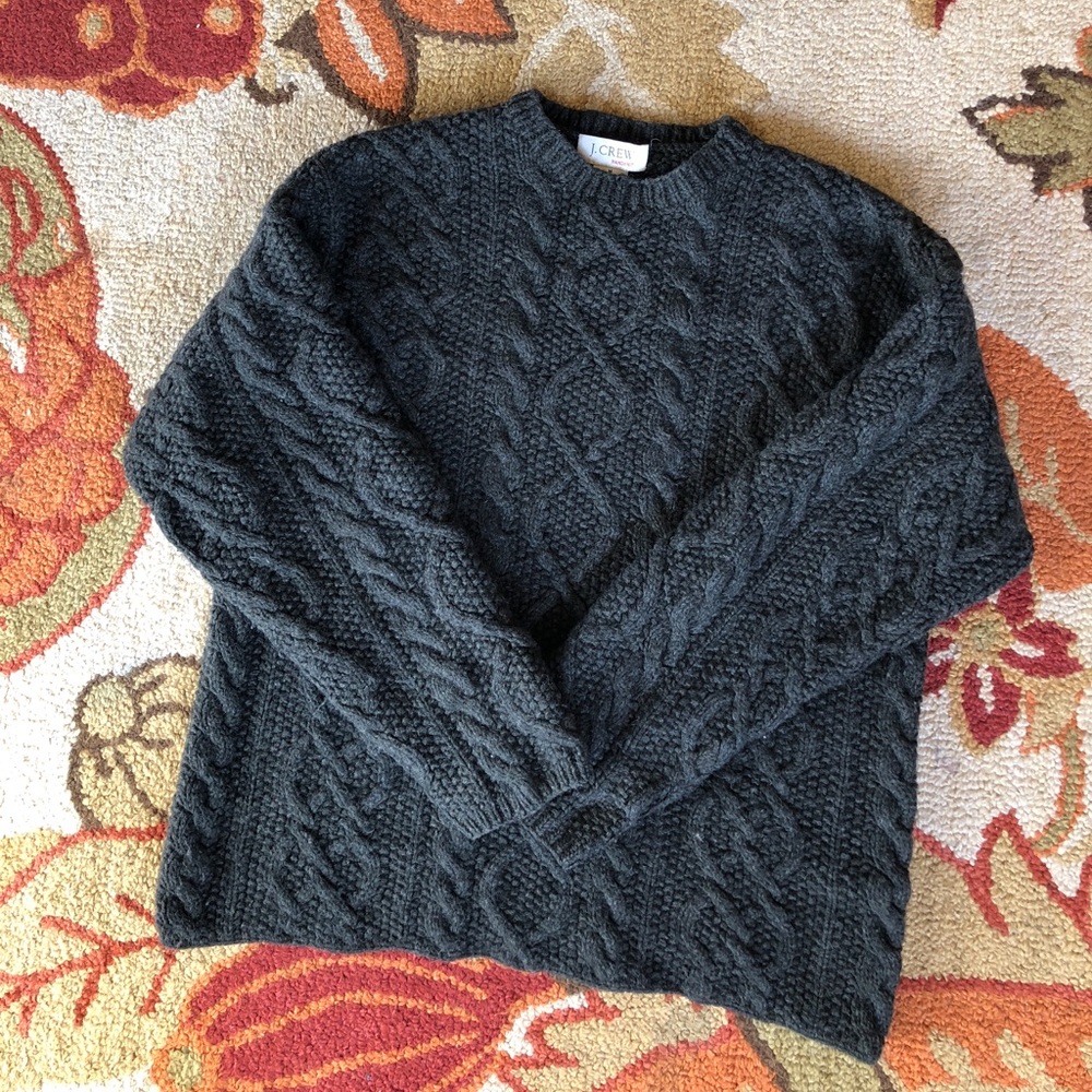 J.Crew wool handknit Mens knitted sweater sz M Medium