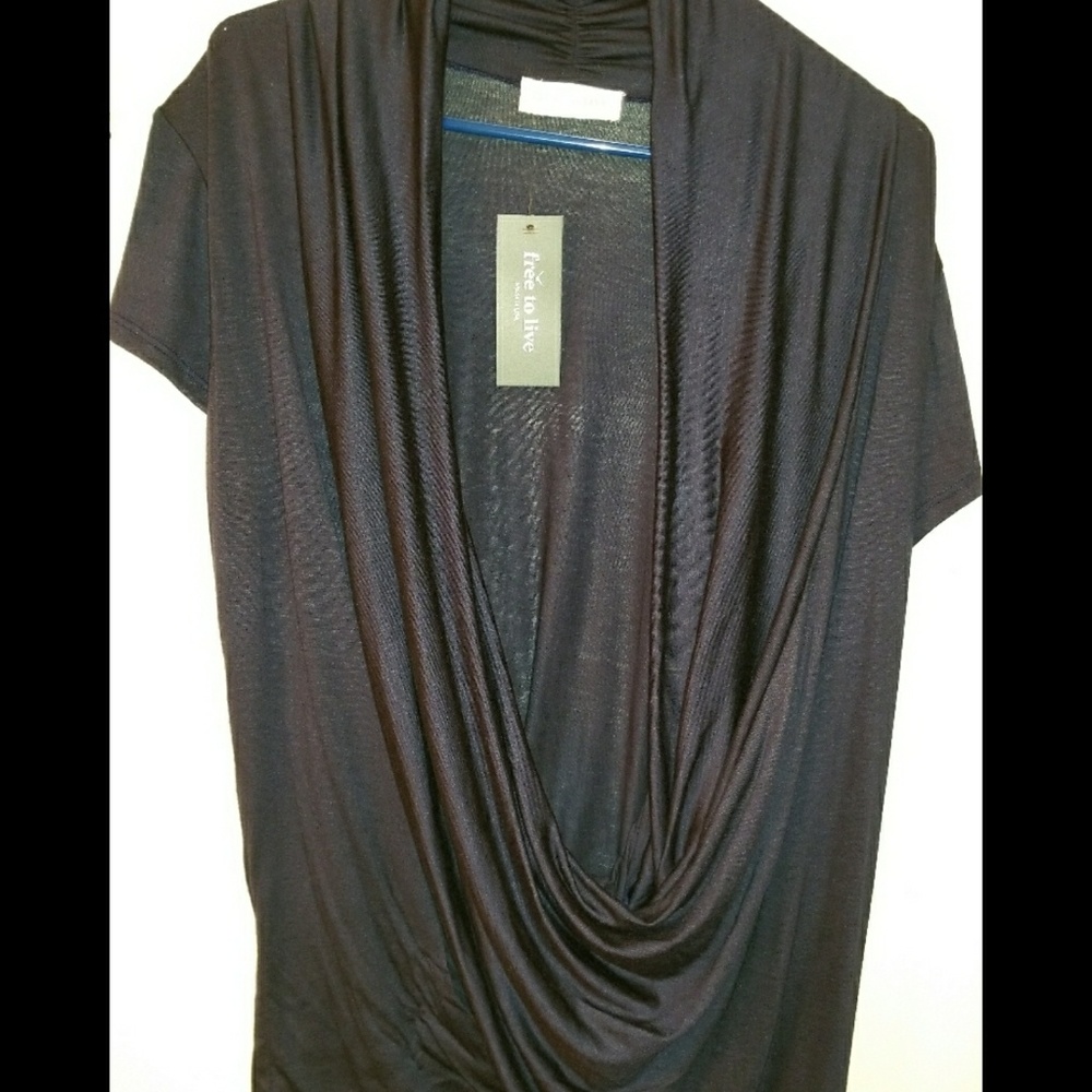 NWT Free To Live Navy Criss Cross Pullover