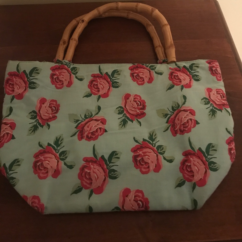 Purse with bamboo straps