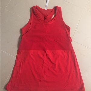 Red Lululemon tank with built in bra