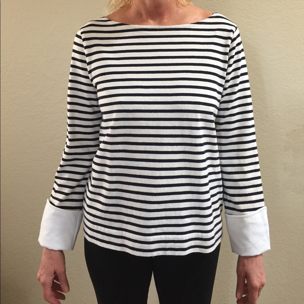 J crew boat neck tee with cuffs. Size med