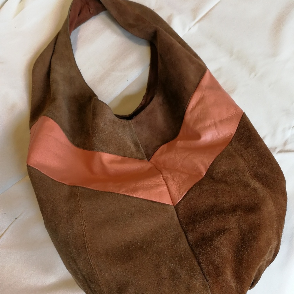 Hobo bag genuine suede leather