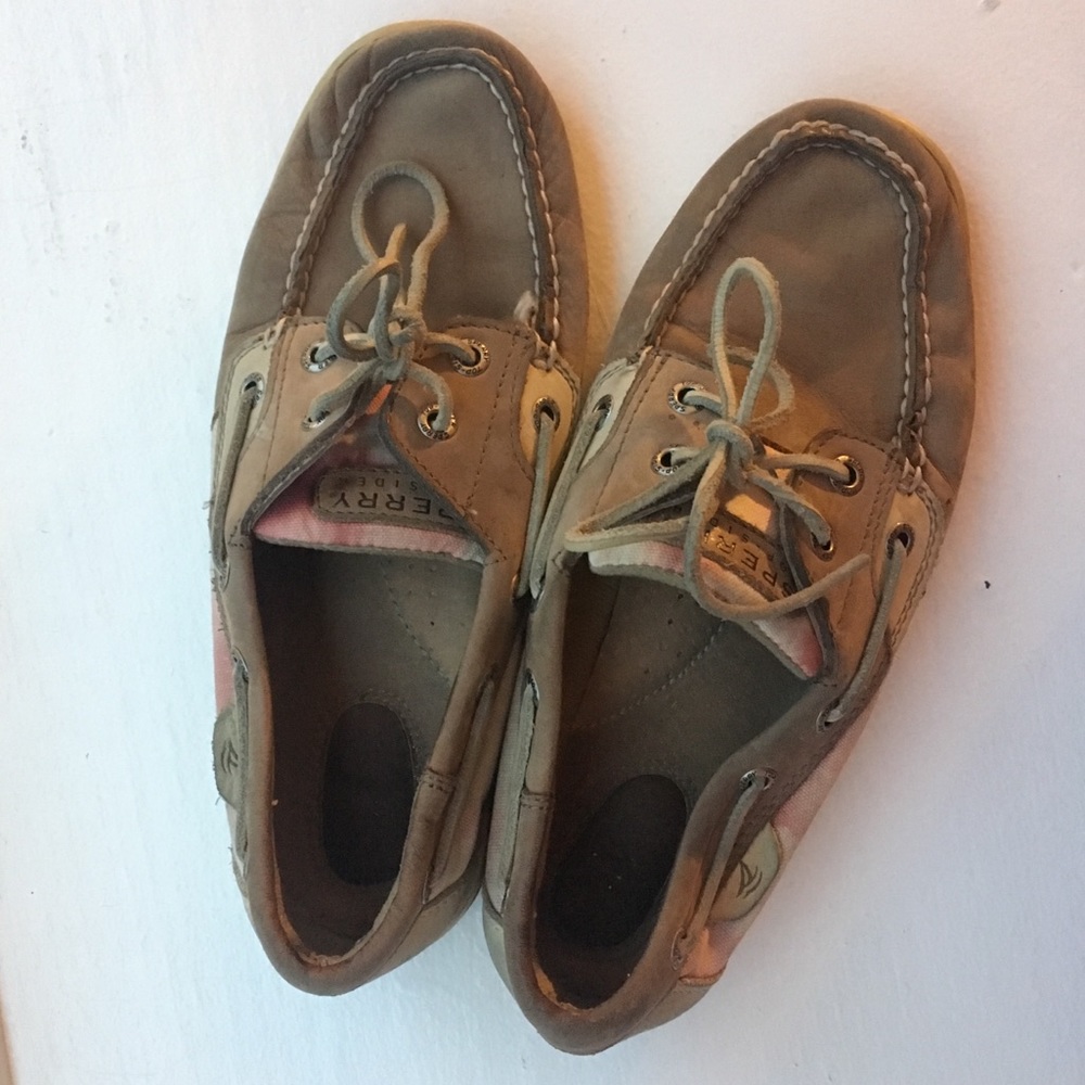 Sperry Topsiders with Red Tie Dye Canvas Accents