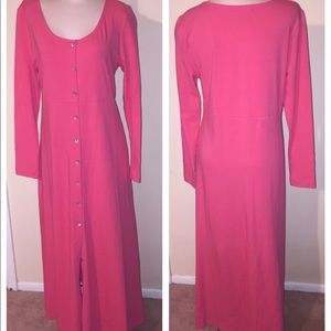 J. Peterman Company Pink Long Sleeve Maxi Long Dress Sz XS