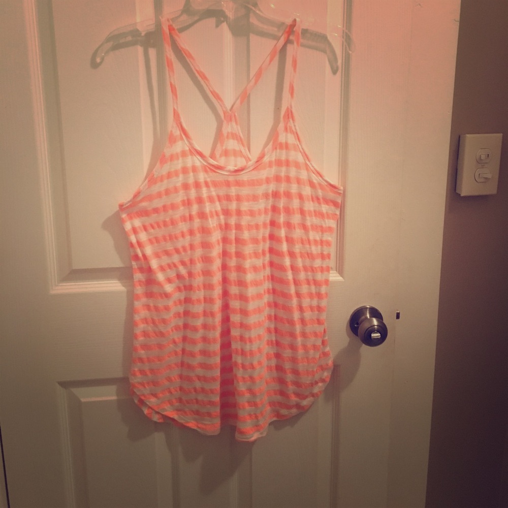 VS Orange and White Stripe Tank EUC