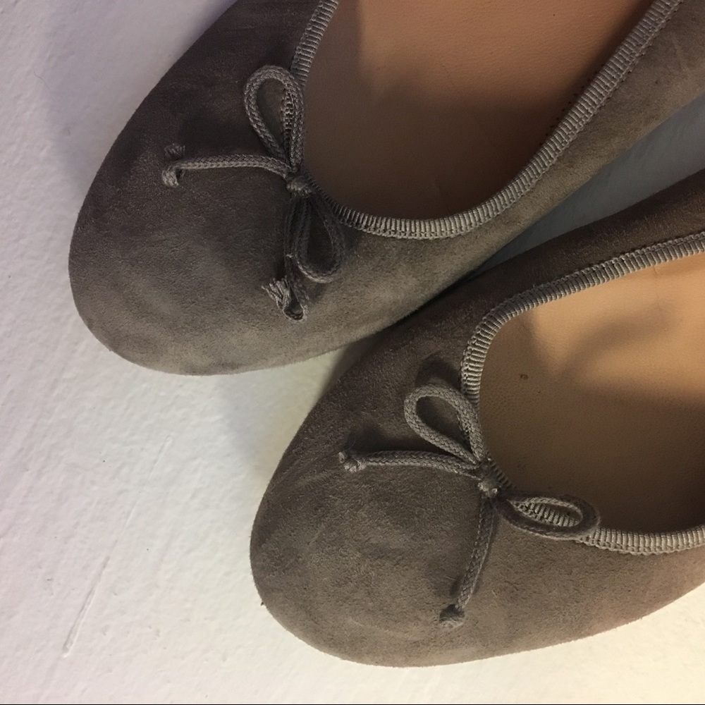 J.Crew Suede Ballet Flats w/ Gold Stud Heel Accent