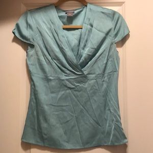 Ann Taylor Silk cap sleeved sea-green blouse 2