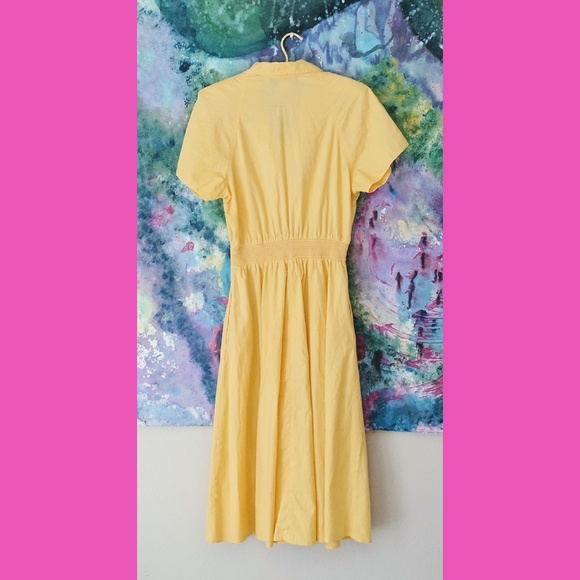 VTG 80s Yellow Pocket Dress - Picture 4 of 6