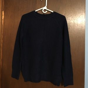 Navy blue Zara crew neck sweater with buttons