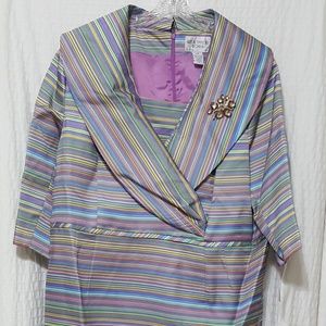 Lily & Taylor Silky Twill Striped Shawl Dress