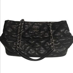 Chanel silver accents black tote bag
