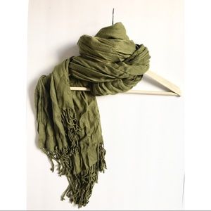 Green Scarf with Tassles