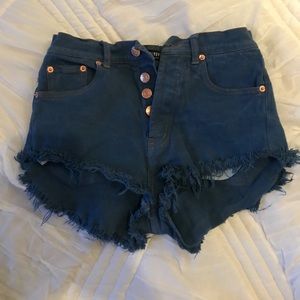 Fashion nova blue High waisted shorts. Size S.