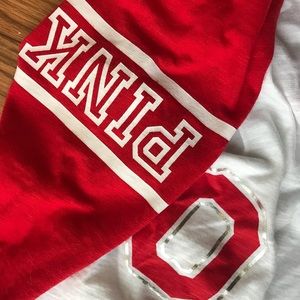 Ohio state buckeye log sleeve v neck Pink OSU