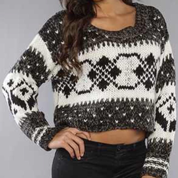 Free People Sweaters - Free People Black and White Cropped Sweater