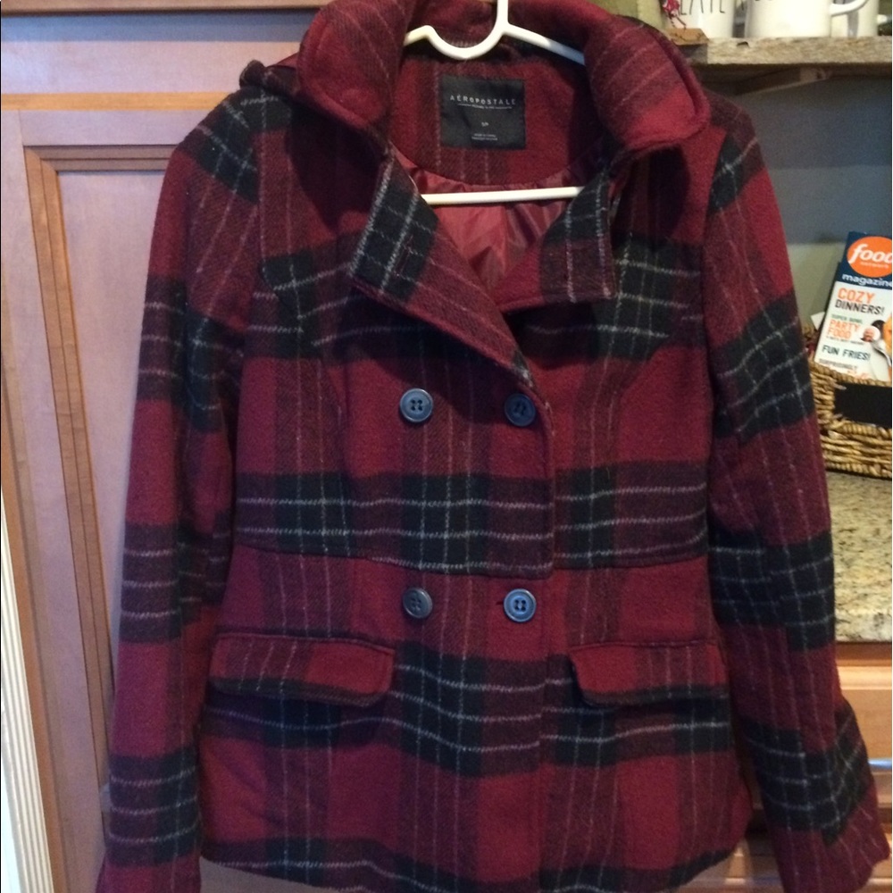 Aeropastle Plaid Soft Pea Coat