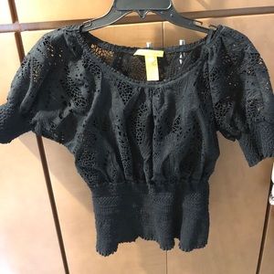 Catherine Malandrino Eyelet Black Top