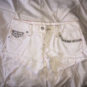 True Religion White cut off shorts.