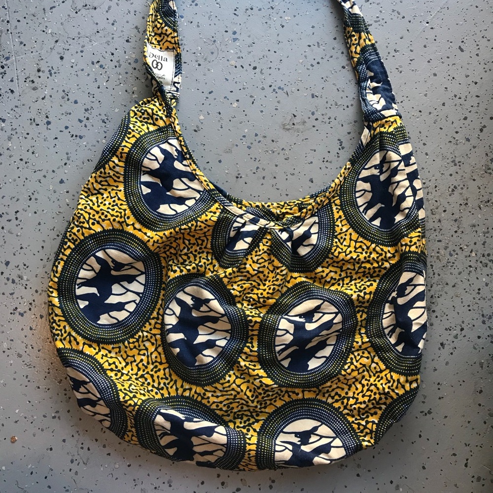 Preowned fun print cotton hobo shoulder bag