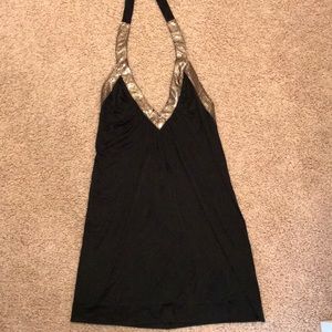 BCBG MaxAzria halter black sparkly dress Small