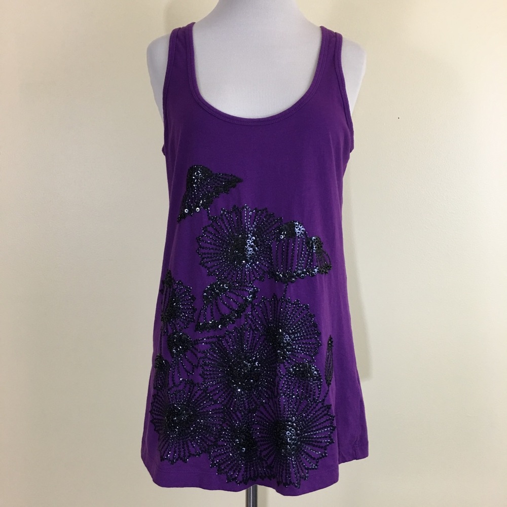 [French Connection] SEQUINS AND SEED BEADS TANK