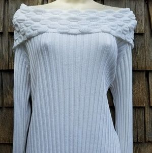 White Off Shoulder Sweater