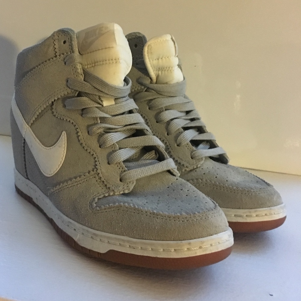 Nike Grey Suede Wedge Sneakers