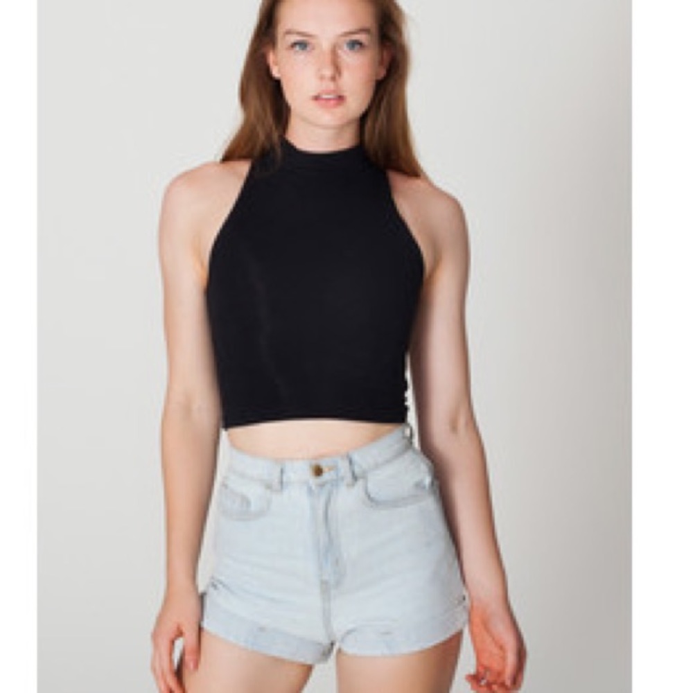 Black American apparel turtleneck crop tank