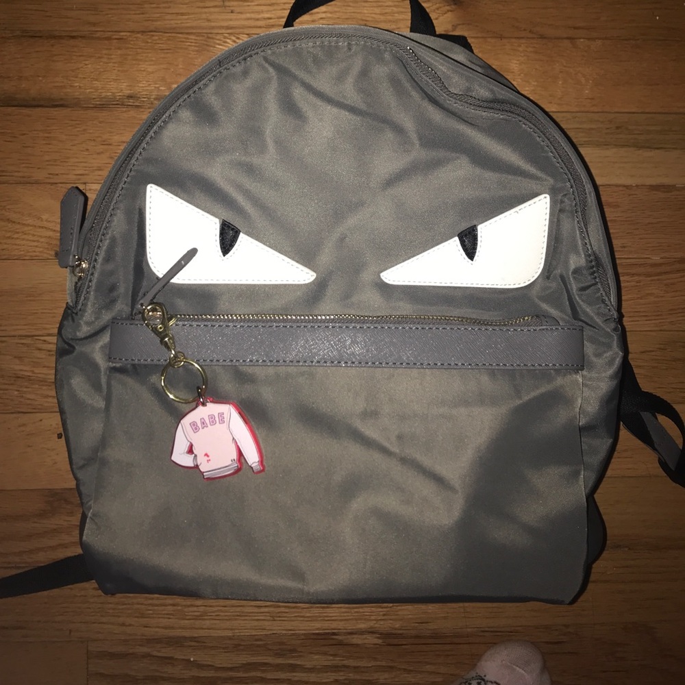 Monster backpack! Used 1x grey! With free keychain